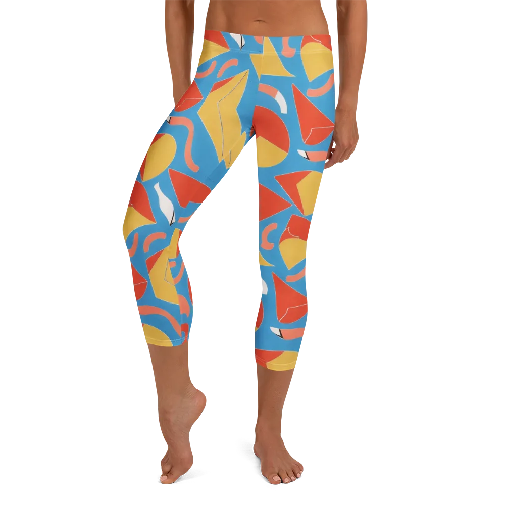 Mod Pop Current on Capri Leggings — Front