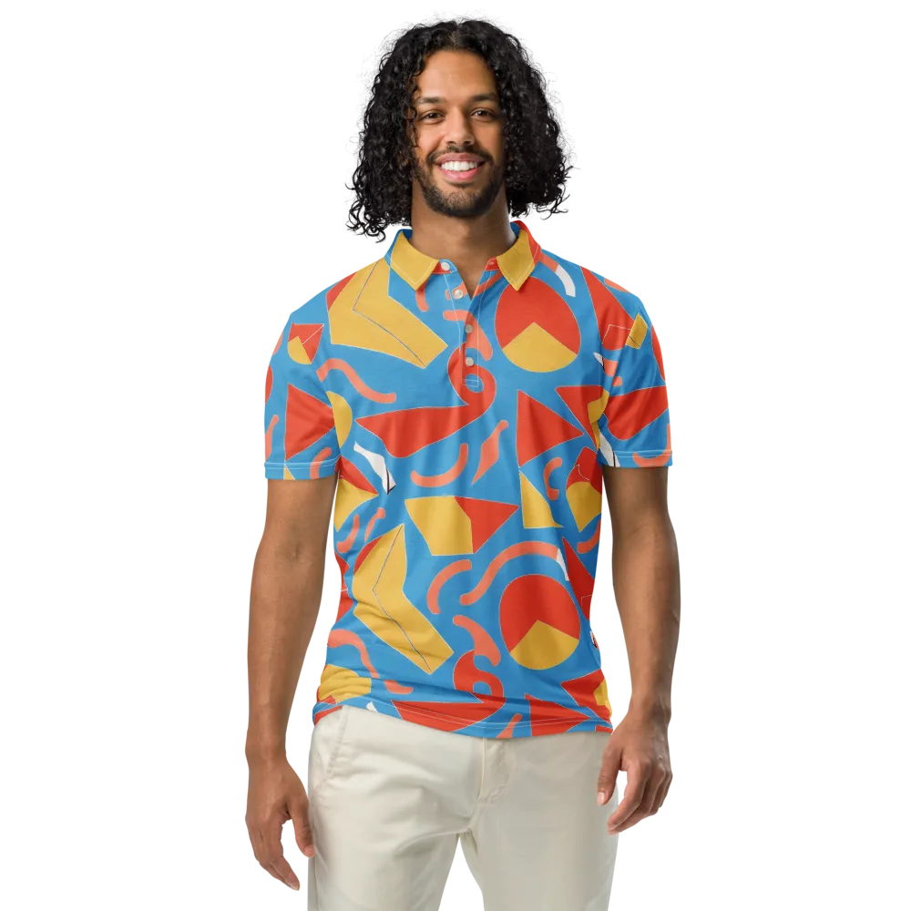 Mod Pop Current on Men's Slim Fit Polo Shirt — Front