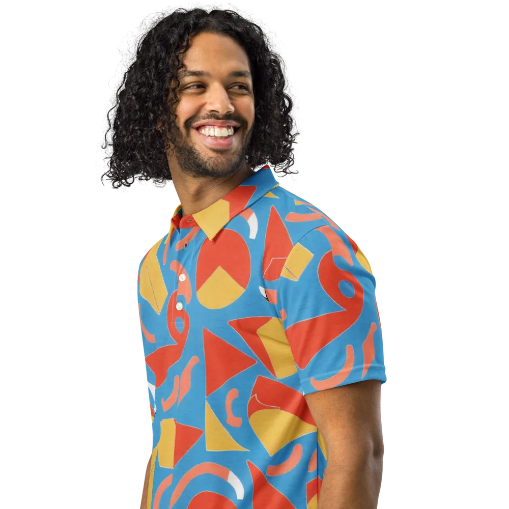 Mod Pop Current on Men's Slim Fit Polo Shirt — Left Front