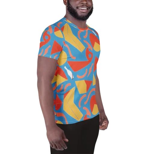 Mod Pop Current on a Men's Athletic T-Shirt