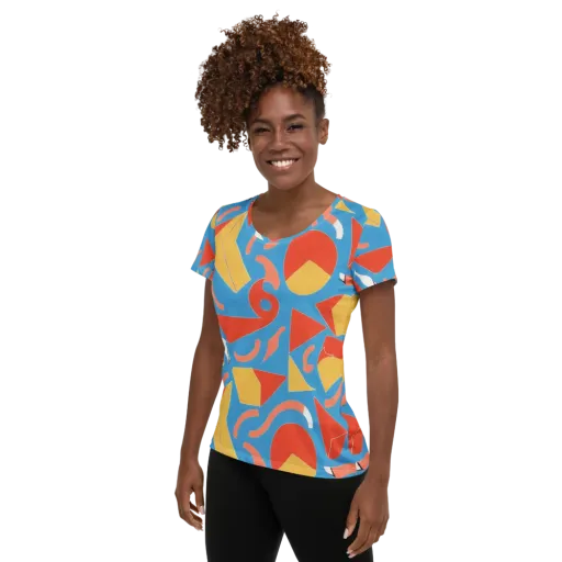 Mod Pop Current on a Women's Athletic T-Shirt