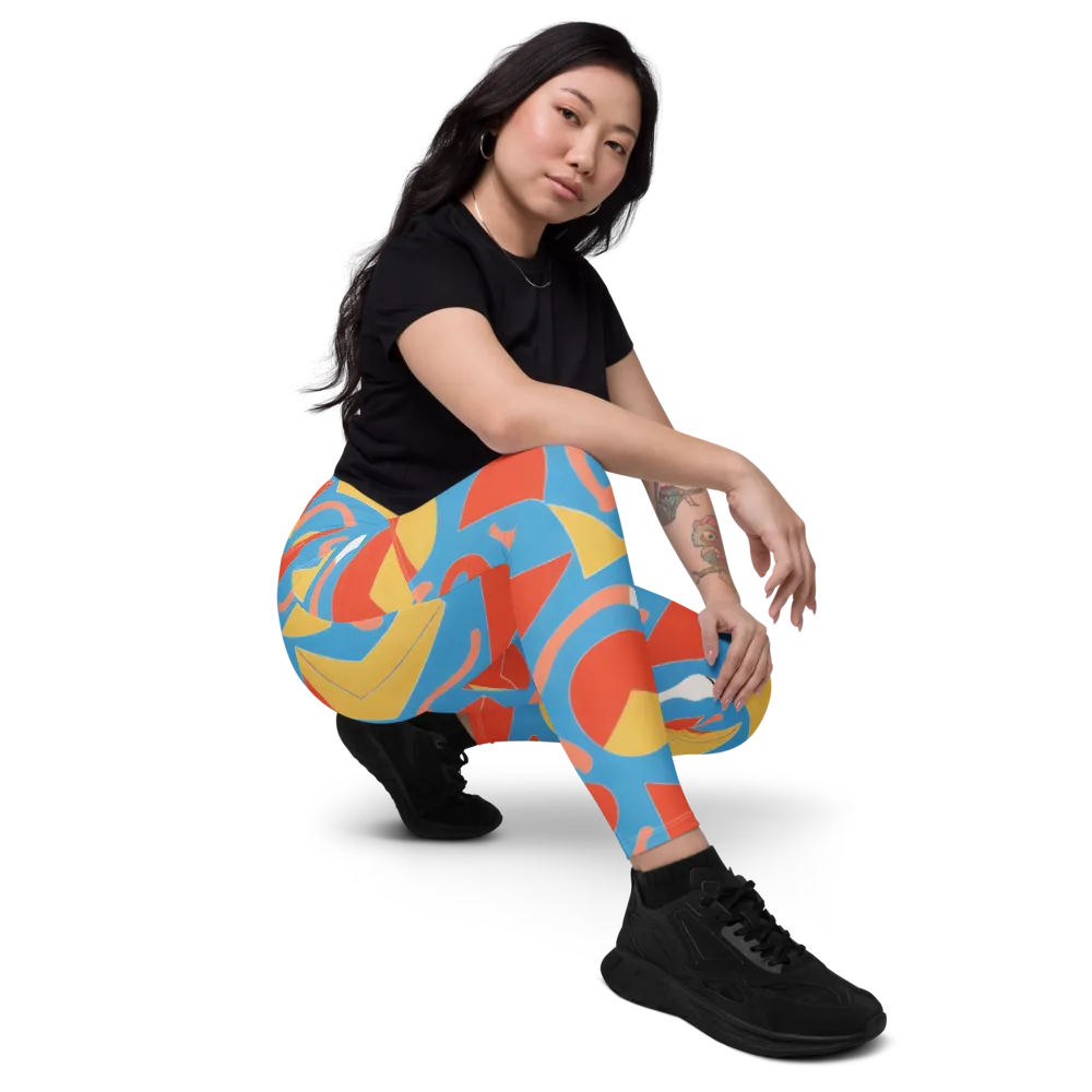 Mod Pop Current on Leggings with Pockets — Right Front