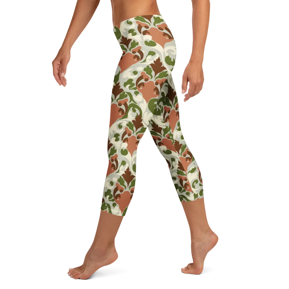Verdant Foxglove on Capri Leggings — Left