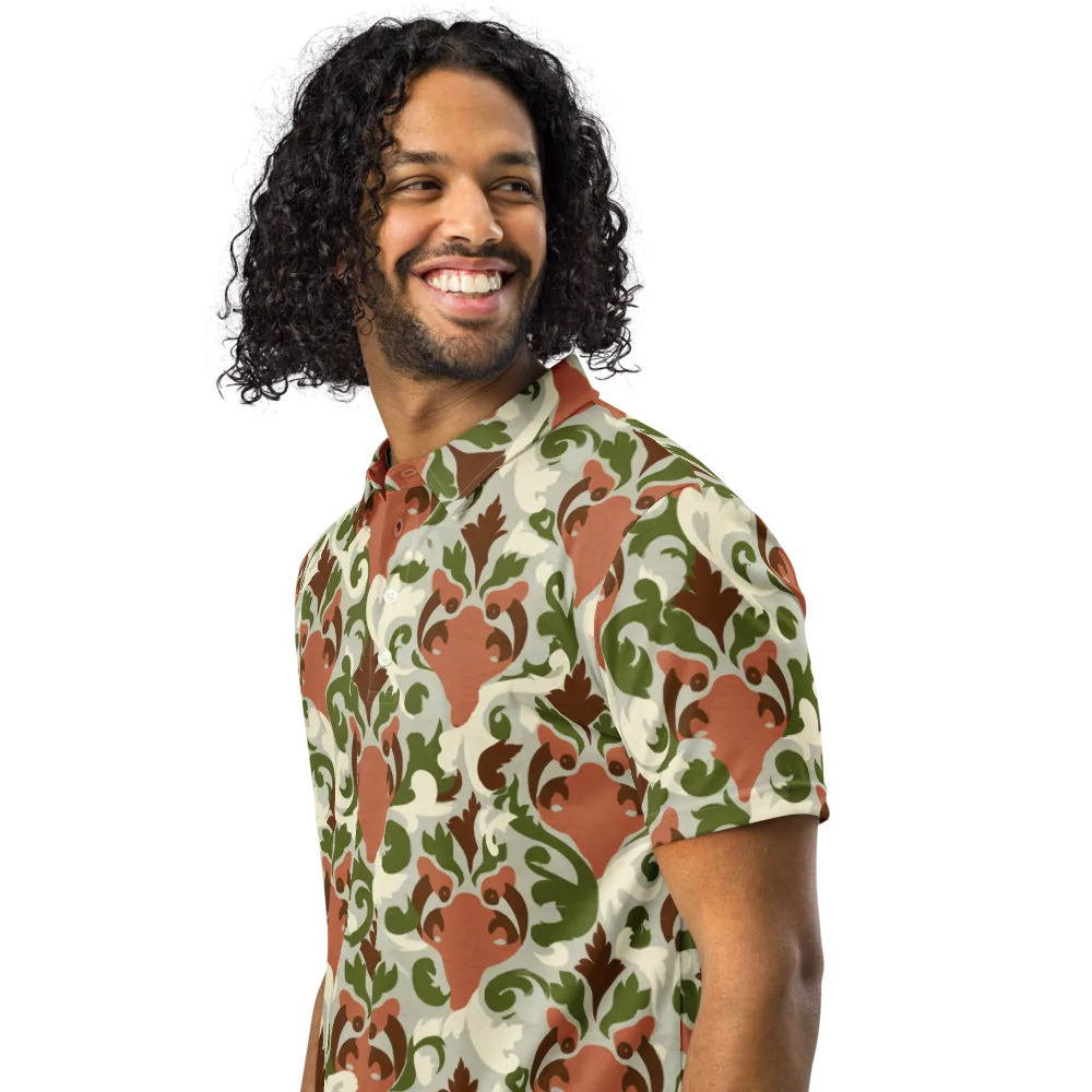 Verdant Foxglove on Men's Slim Fit Polo Shirt — Left Front