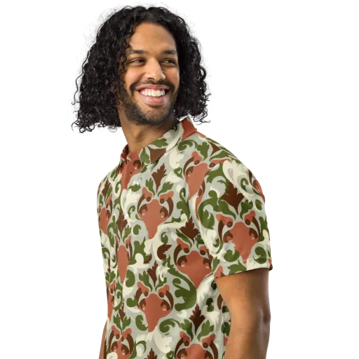 Verdant Foxglove on a Men's Slim Fit Polo Shirt