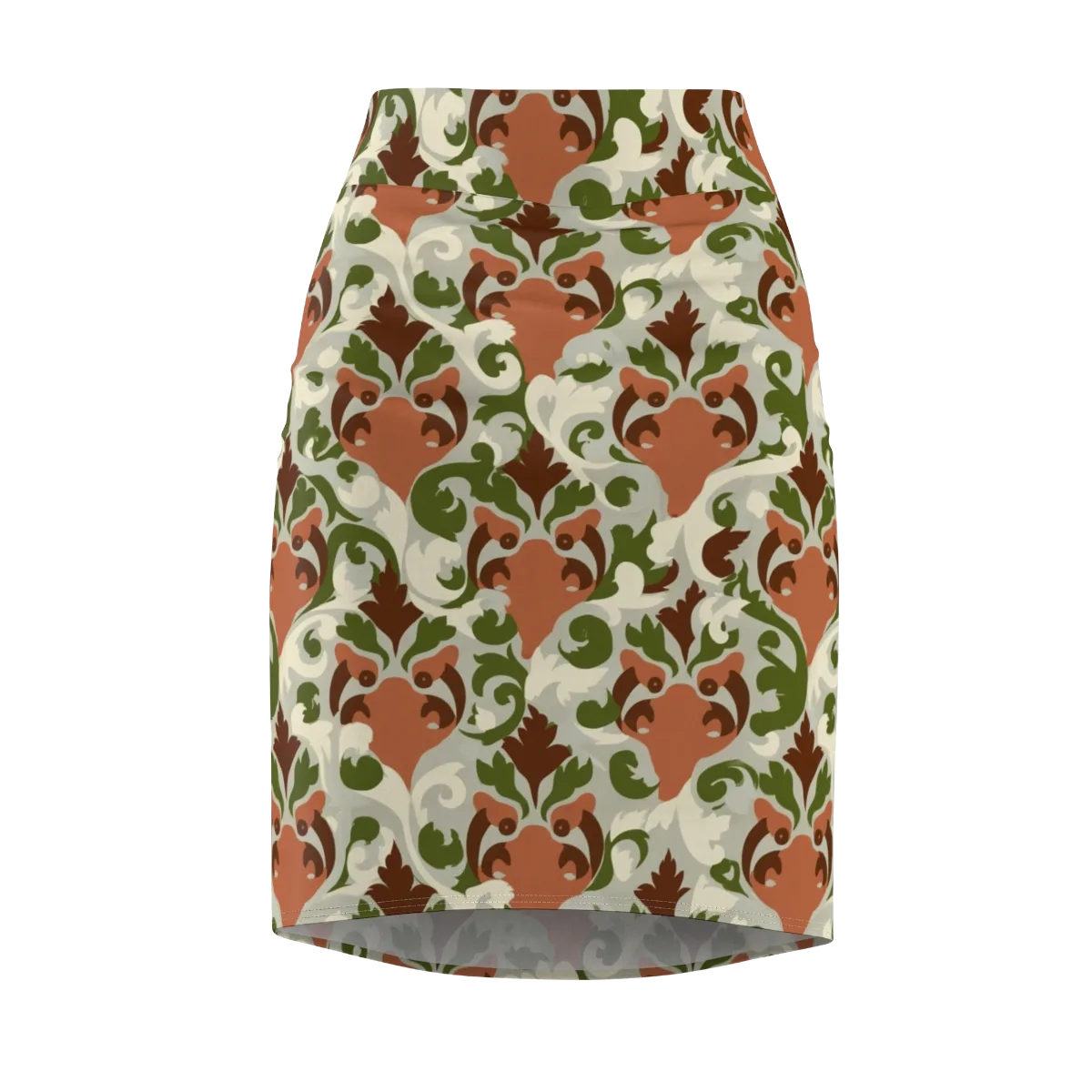 Verdant Foxglove on Pencil Skirt — Front