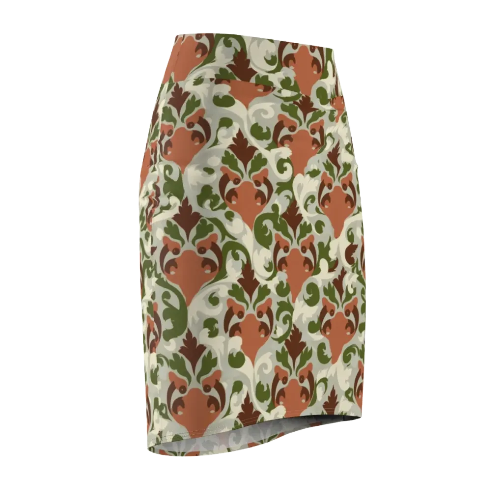 Verdant Foxglove on Pencil Skirt — Front Side