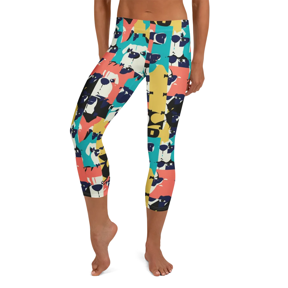 Canine Colorblock on Capri Leggings — Front