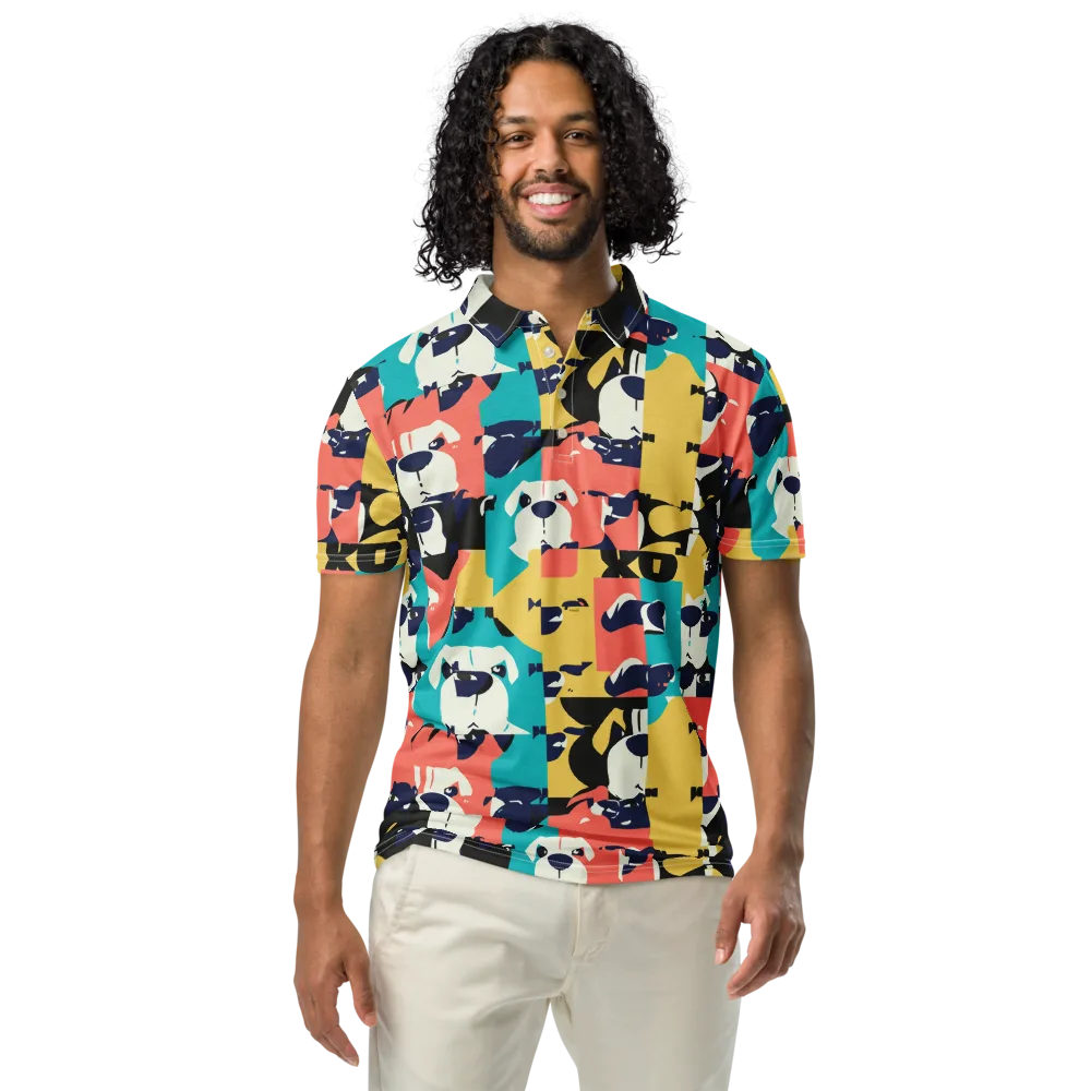 Canine Colorblock on Men's Slim Fit Polo Shirt — Front