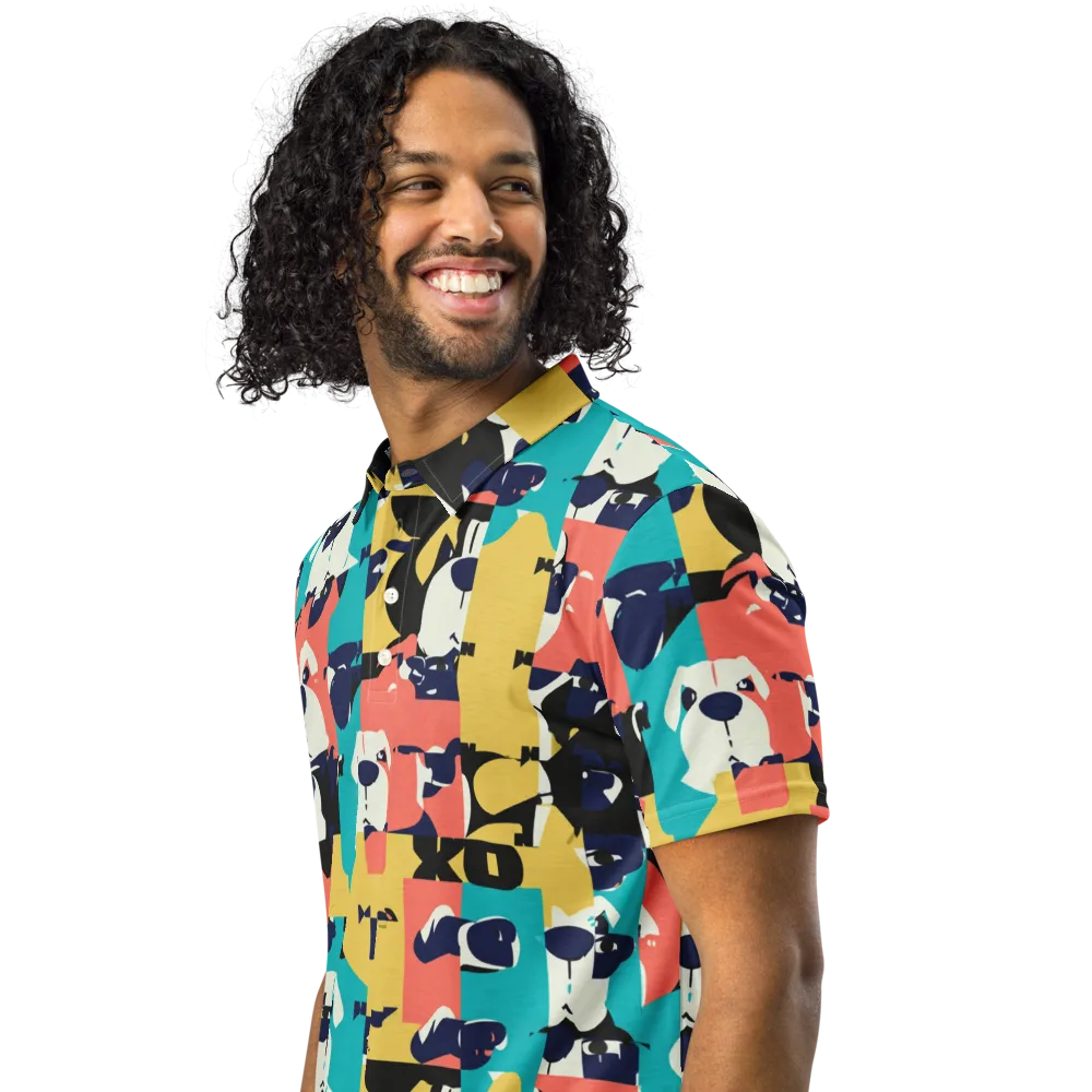Canine Colorblock on Men's Slim Fit Polo Shirt — Left Front