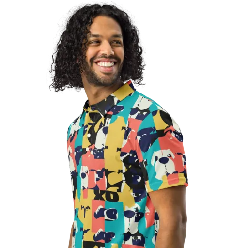 Canine Colorblock on a Men's Slim Fit Polo Shirt