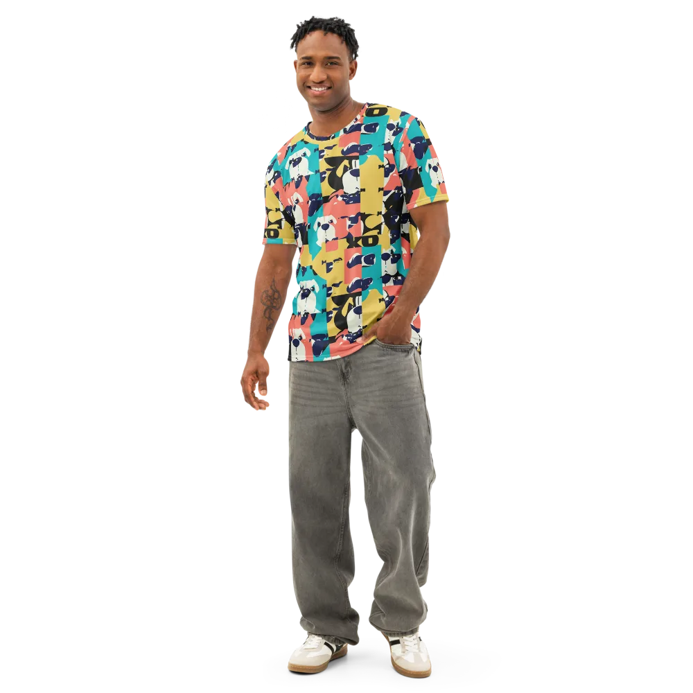 Canine Colorblock on Men's Cotton Crew Neck T-Shirt — Front