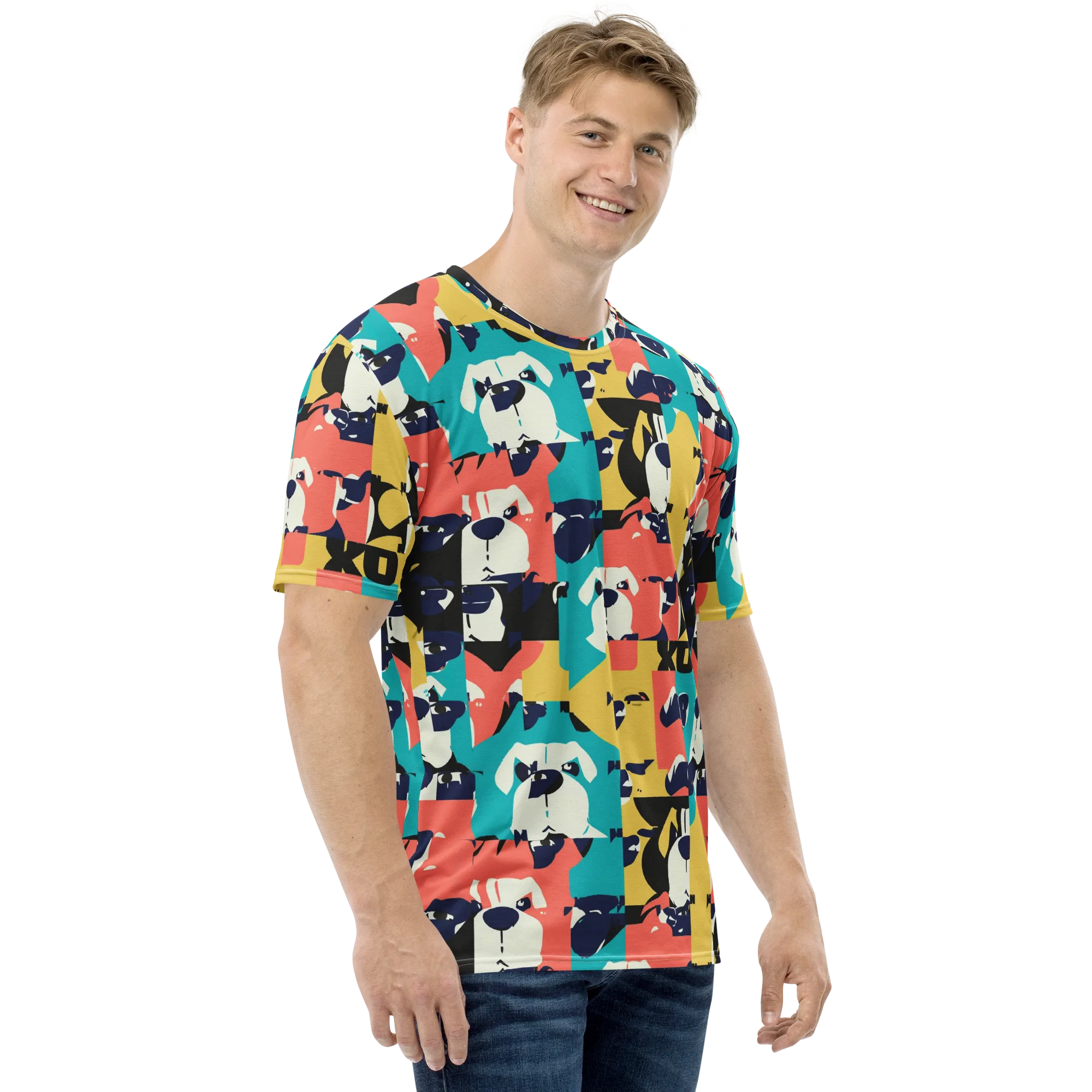 Canine Colorblock on Men's Crew Neck T-Shirt — Right