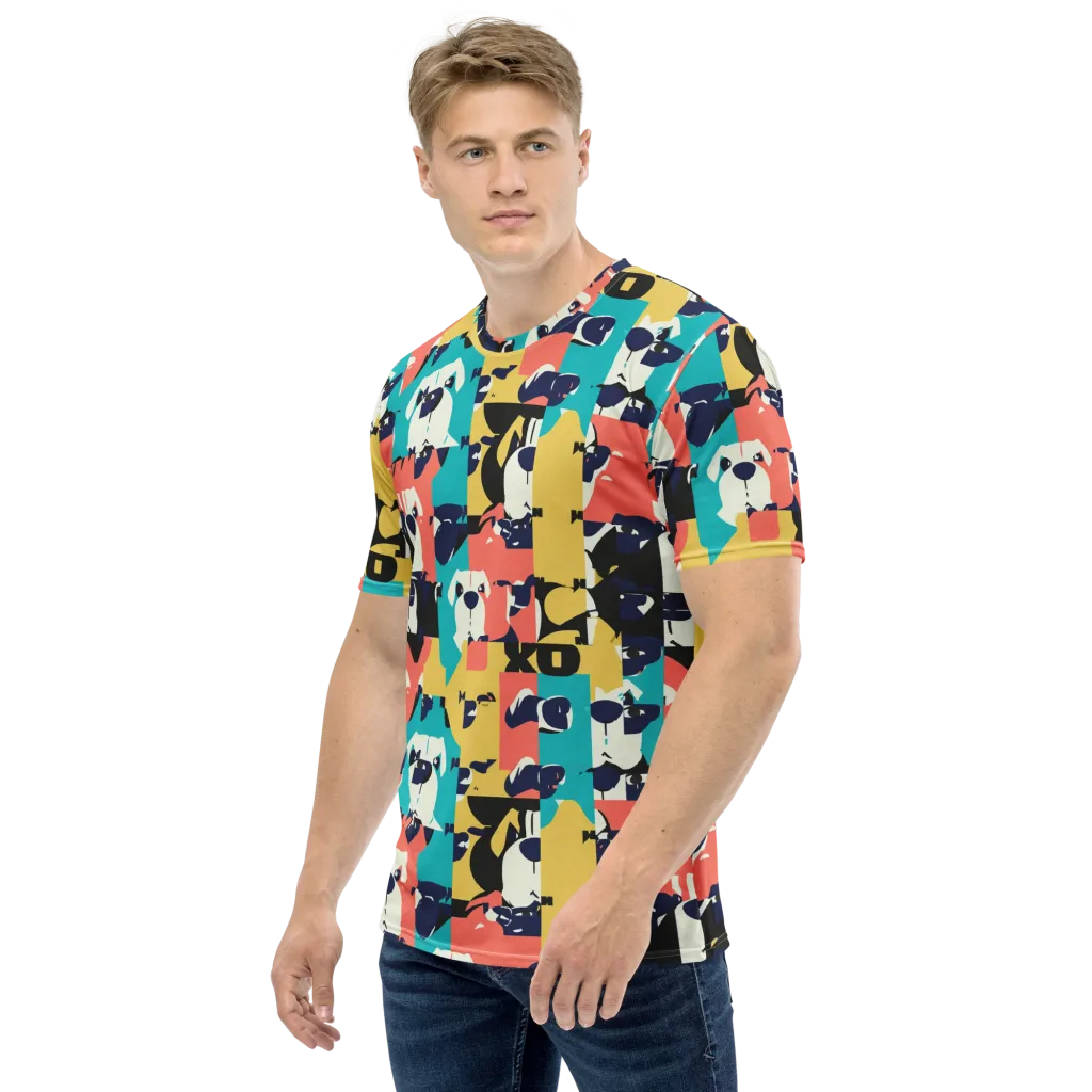 Canine Colorblock on Men's Crew Neck T-Shirt — Left