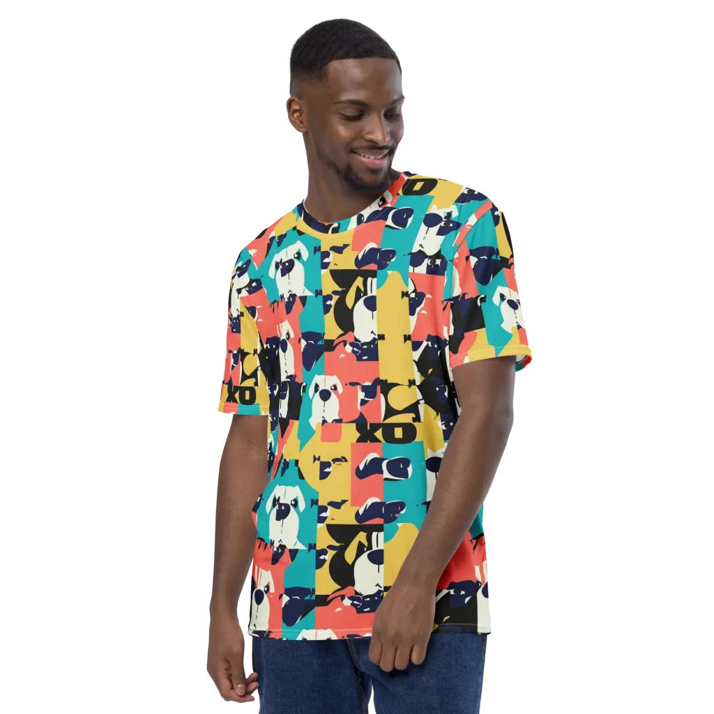 Canine Colorblock on Men's Crew Neck T-Shirt — Left