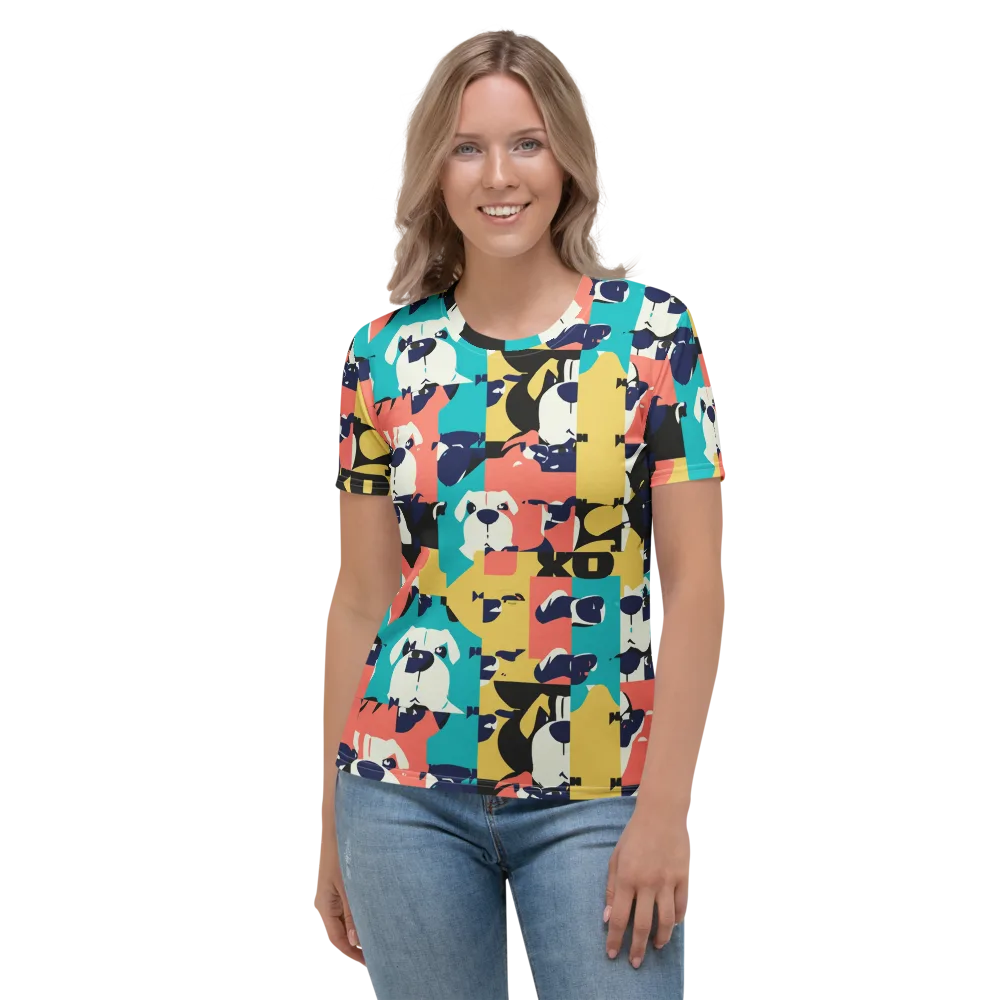Canine Colorblock on Women's Crew Neck T-Shirt — Front