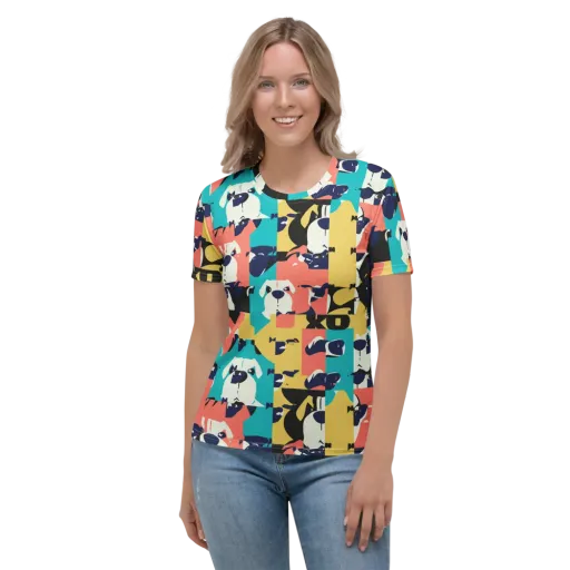 Canine Colorblock on a Women's Crew Neck T-Shirt