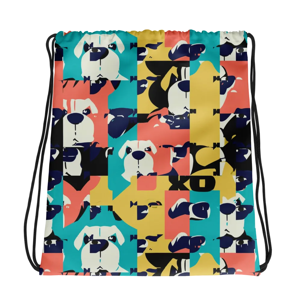 Canine Colorblock on Drawstring Bag — Photo