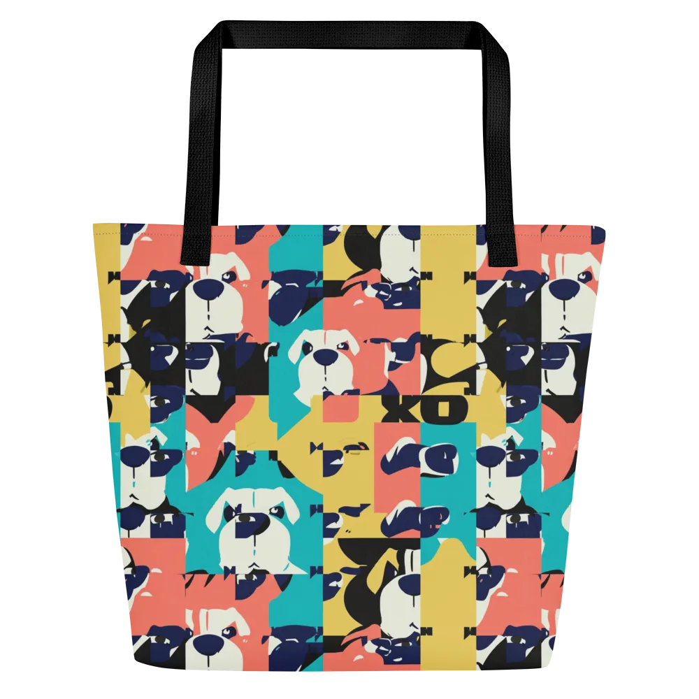 Canine Colorblock on Large Tote Bag W/ Pocket — Front