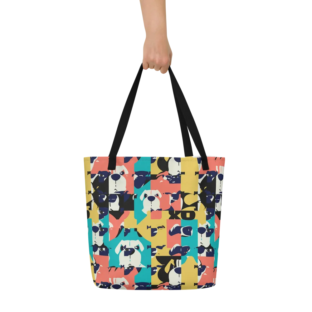 Canine Colorblock on Large Tote Bag W/ Pocket — Front