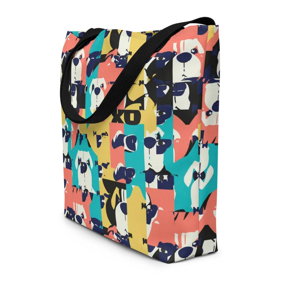 Canine Colorblock on Large Tote Bag W/ Pocket — Front