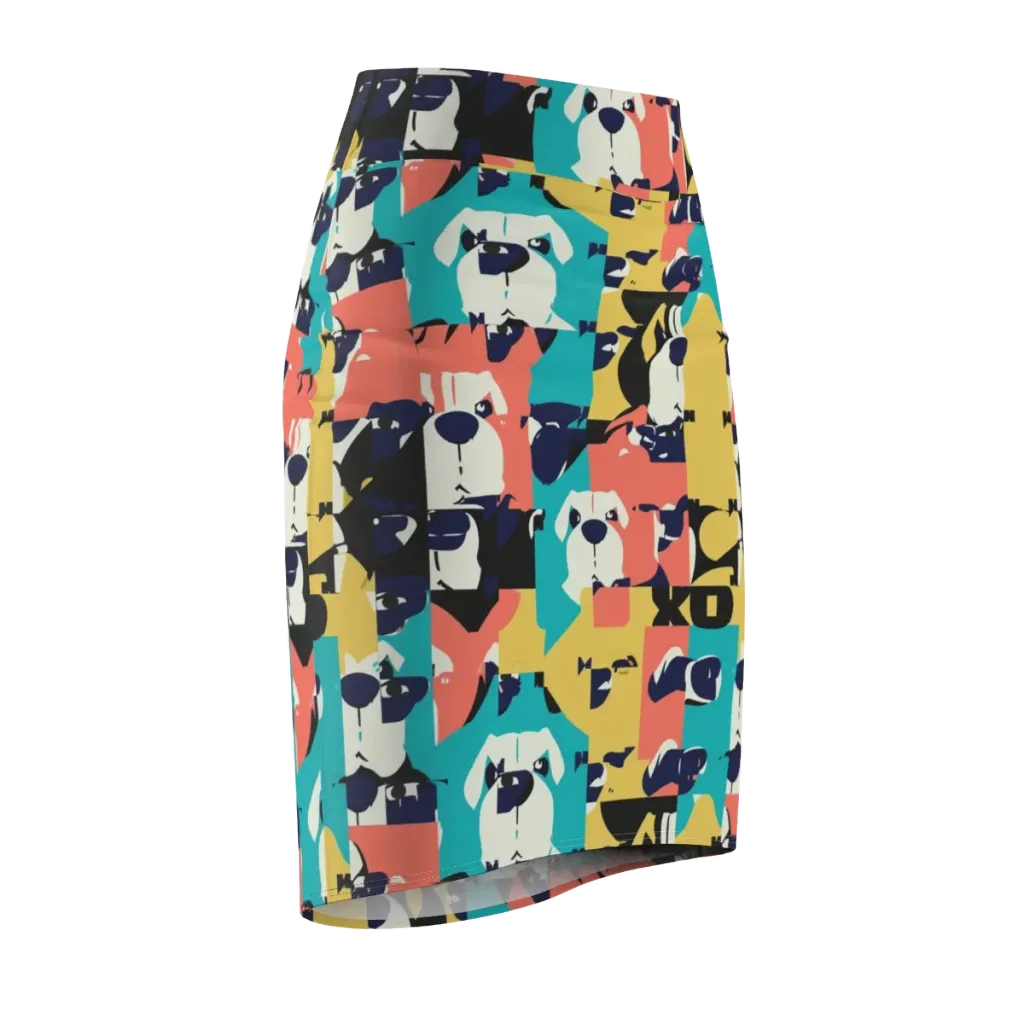 Canine Colorblock on Pencil Skirt — Front Side