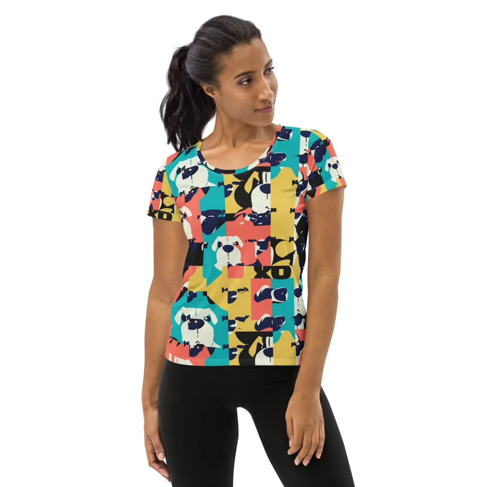 Canine Colorblock on Women's Athletic T-Shirt — Front