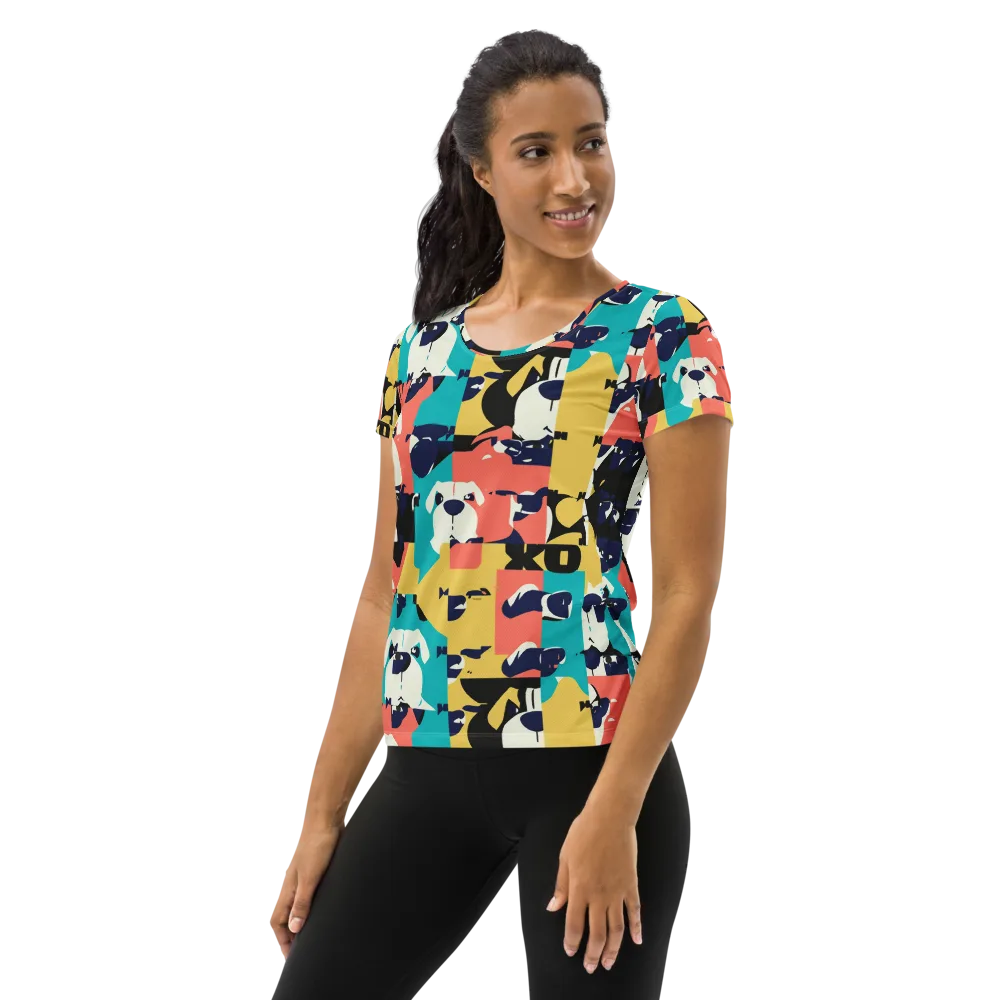 Canine Colorblock on Women's Athletic T-Shirt — Left