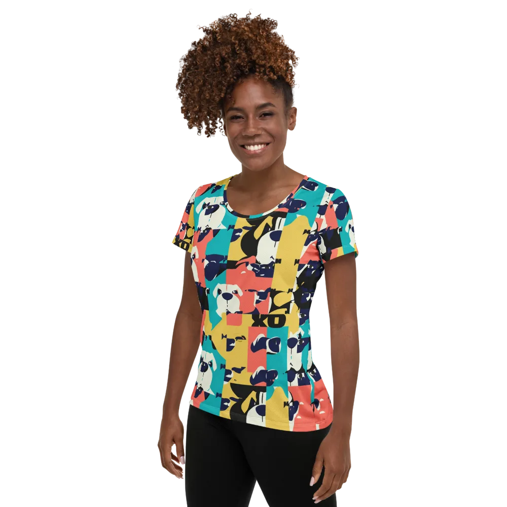 Canine Colorblock on Women's Athletic T-Shirt — Left