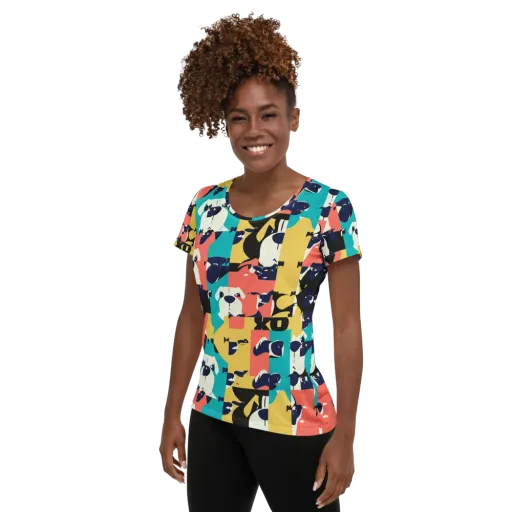 Canine Colorblock on a Women's Athletic T-Shirt