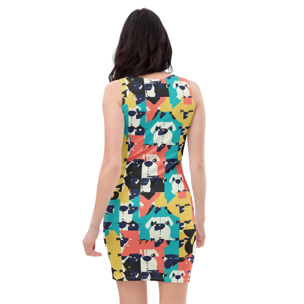 Canine Colorblock on Bodycon Dress — Back