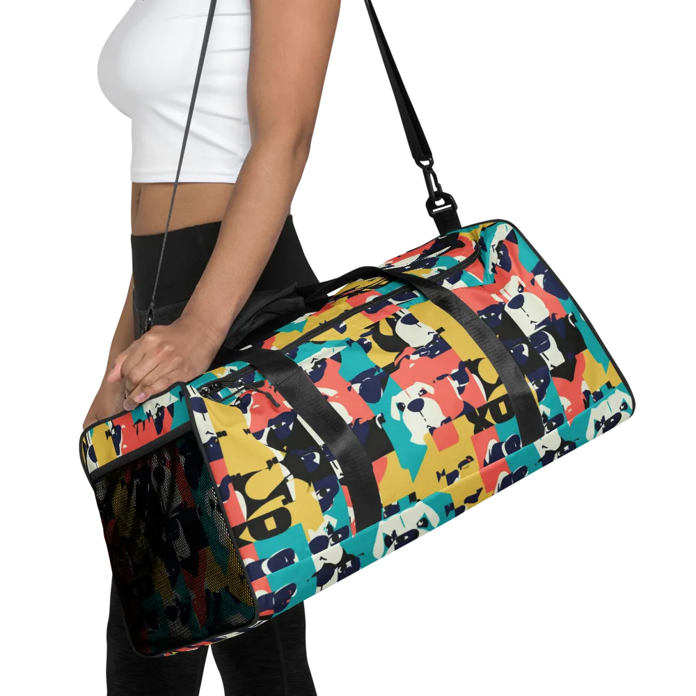Canine Colorblock on Duffle Bag — Front