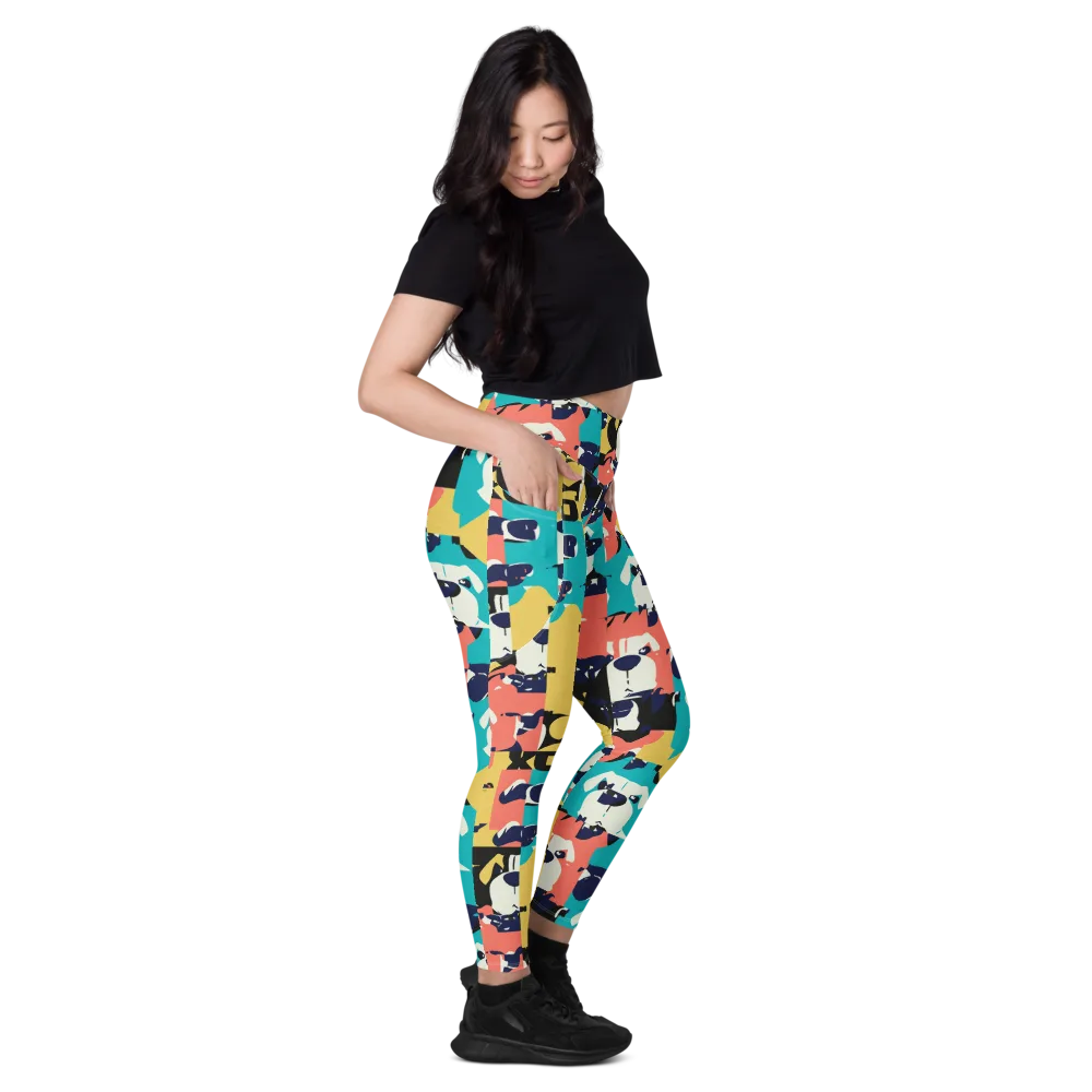 Canine Colorblock on Leggings with Pockets — Right