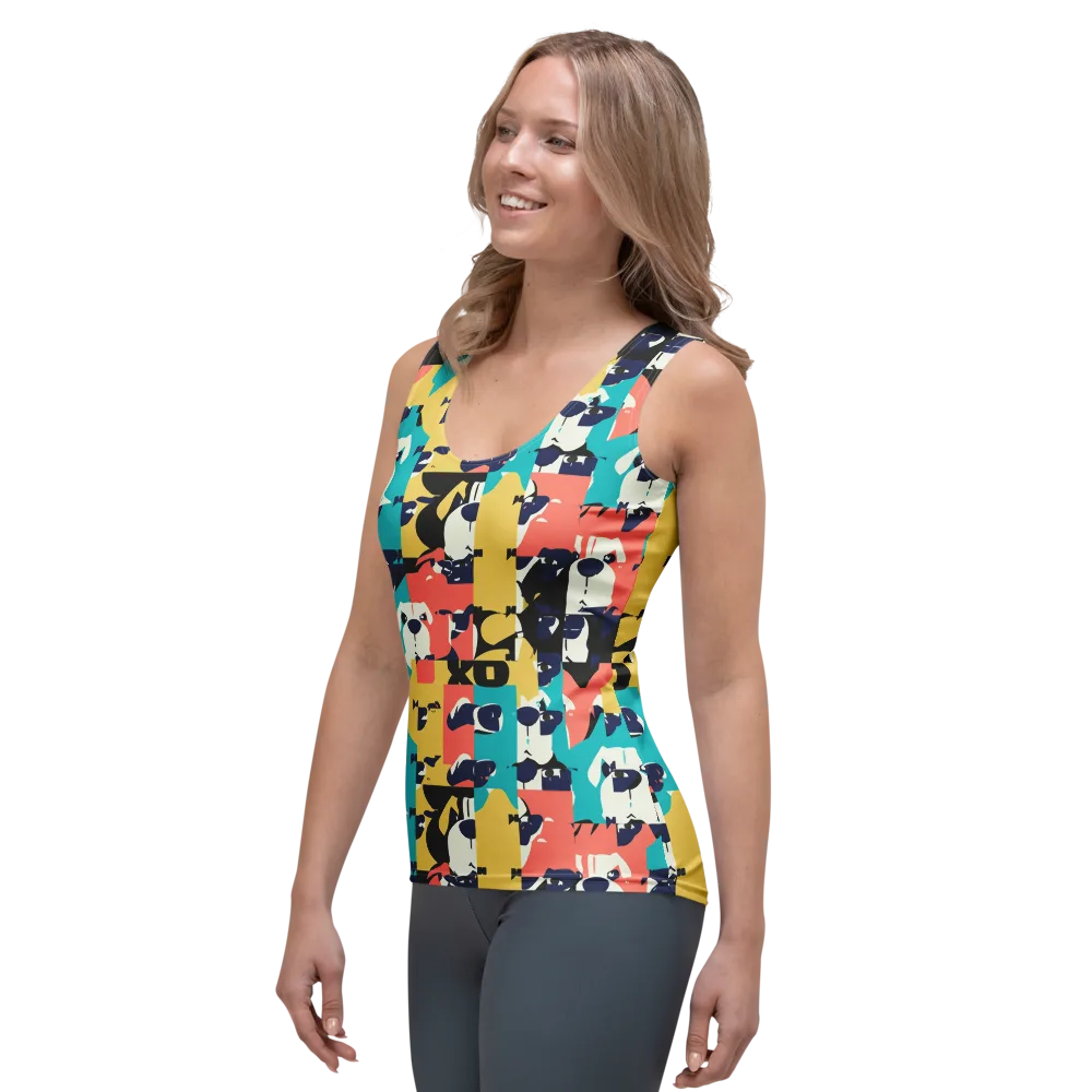 Canine Colorblock on Women's Tank Top — Left Front
