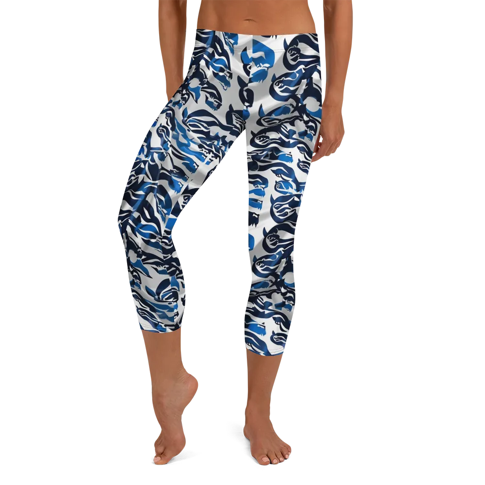 Cobalt Roar on Capri Leggings — Front