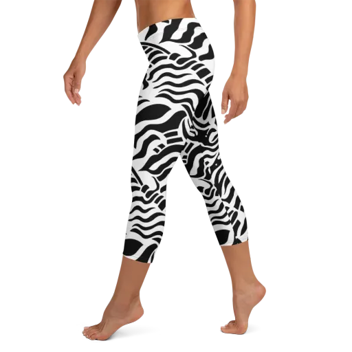 Noir Stripes on a Capri Leggings
