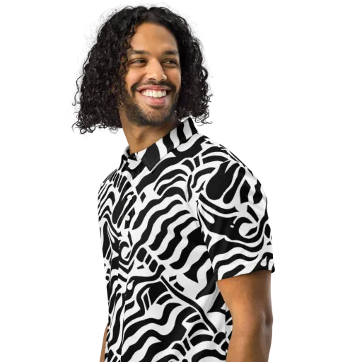Noir Stripes on a Men's Slim Fit Polo Shirt