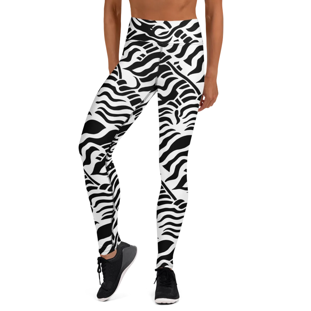 Noir Stripes on Yoga Leggings — Front