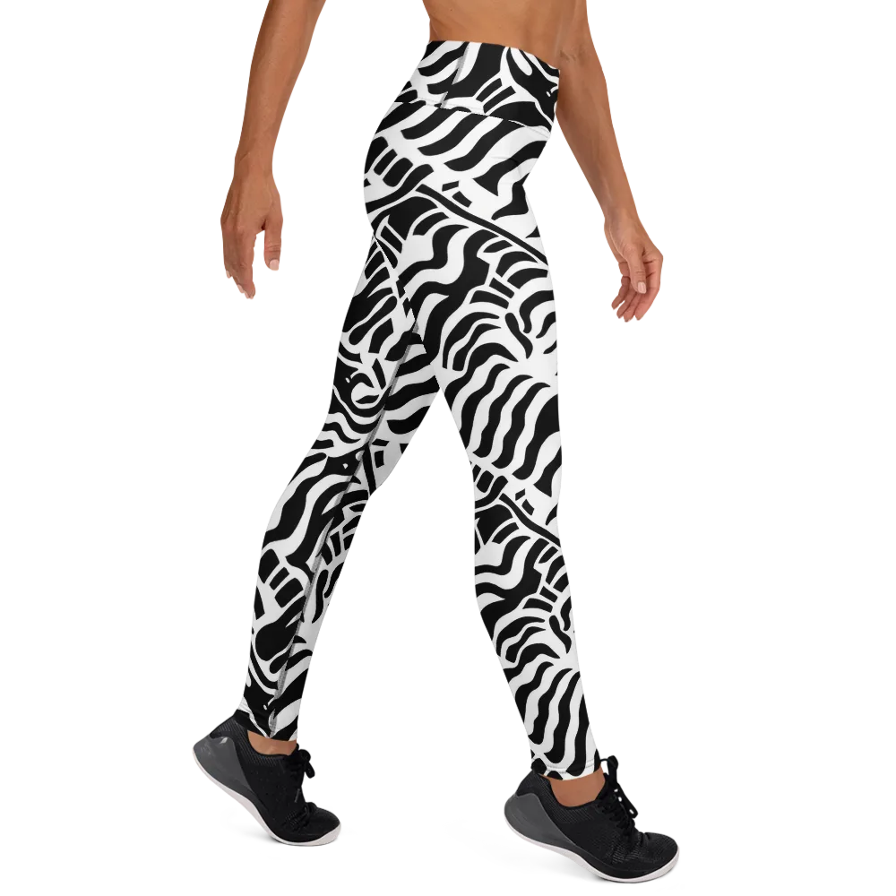 Noir Stripes on Yoga Leggings — Right