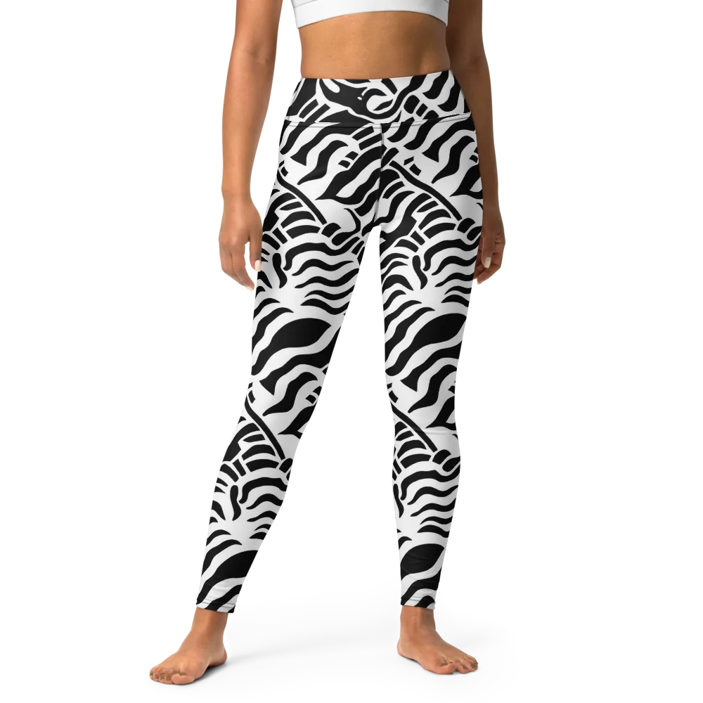 Noir Stripes on Yoga Leggings — Front