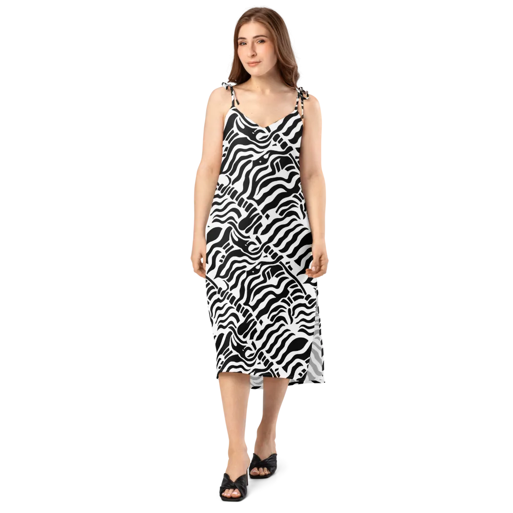 Noir Stripes on Slip Dress — Front