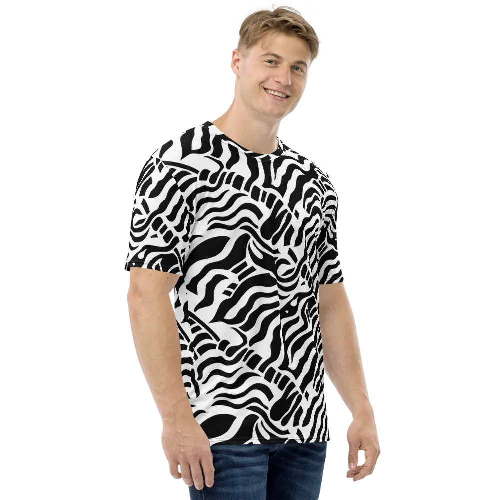 Noir Stripes on Men's Crew Neck T-Shirt — Right