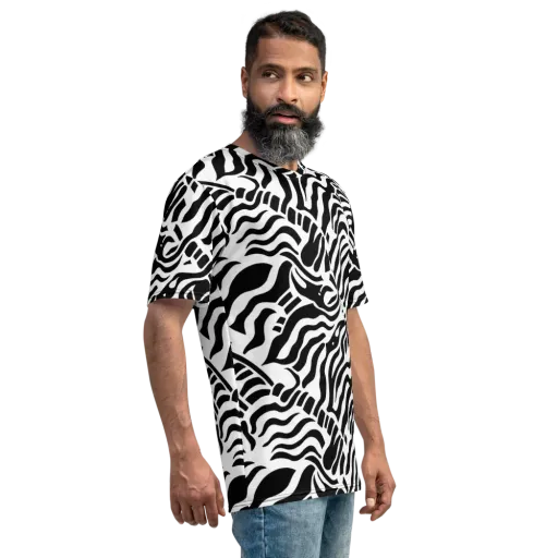 Noir Stripes on a Men's Crew Neck T-Shirt