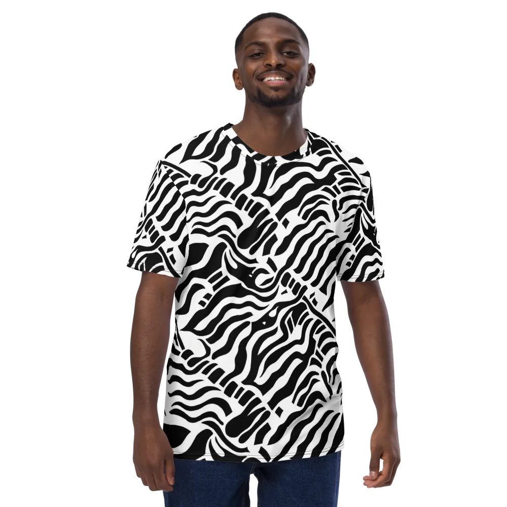 Noir Stripes on Men's Crew Neck T-Shirt — Front