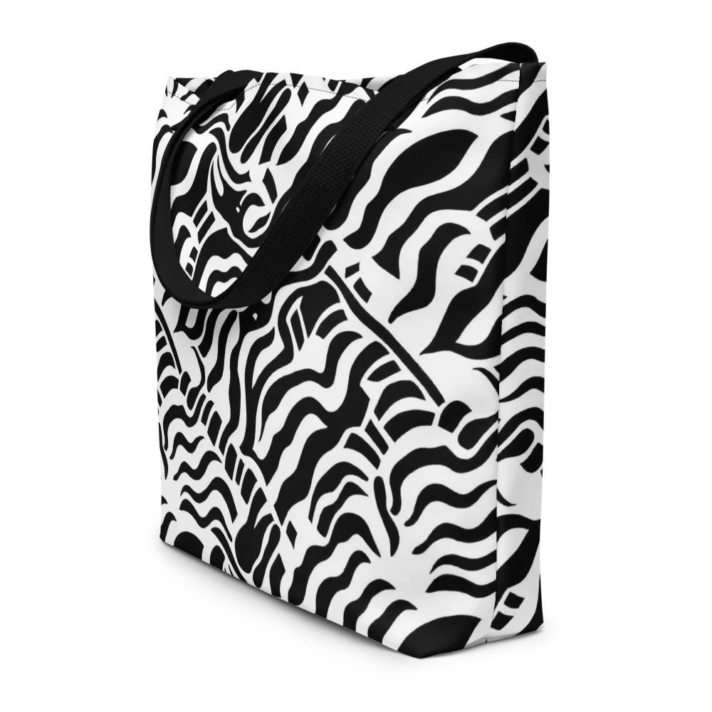 Noir Stripes on Large Tote Bag W/ Pocket — Front