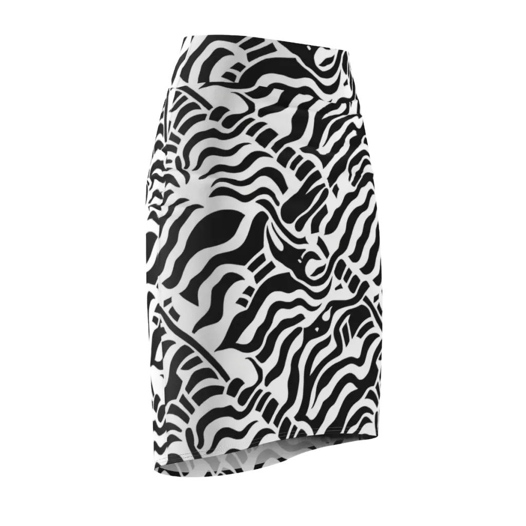 Noir Stripes on Pencil Skirt — Front Side