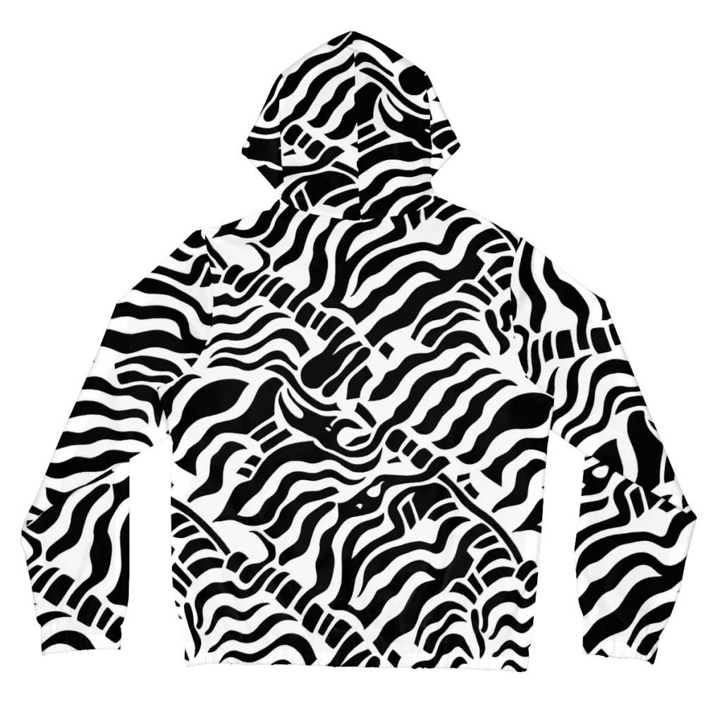 Noir Stripes on Women's Full-Zip Hoodie — Back