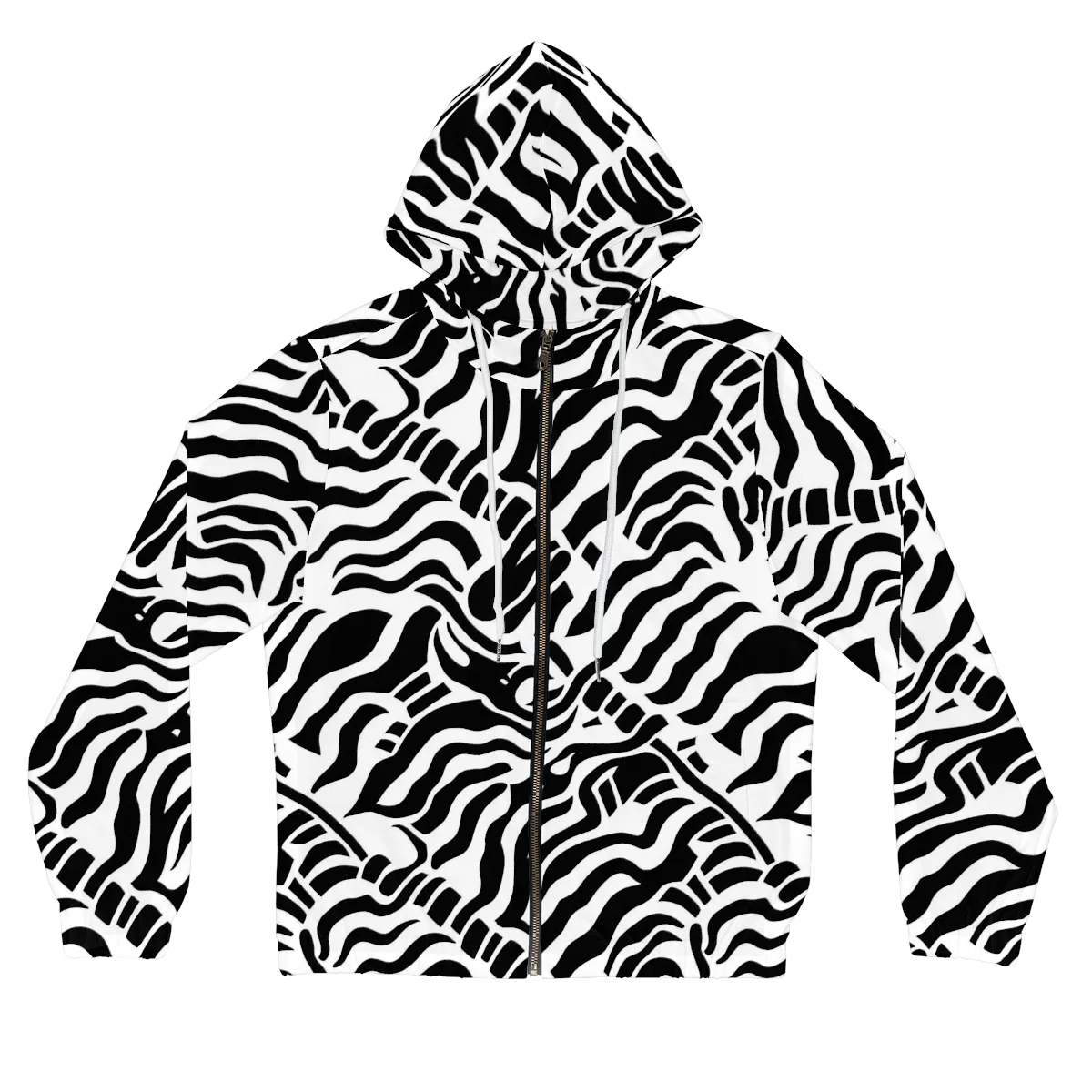 Noir Stripes on Women's Full-Zip Hoodie — Front