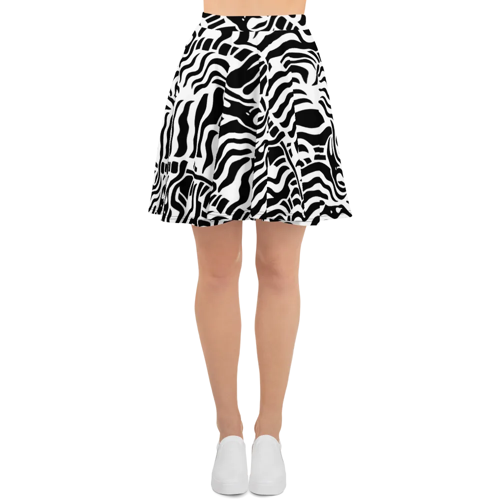 Noir Stripes on Skater Skirt — Front