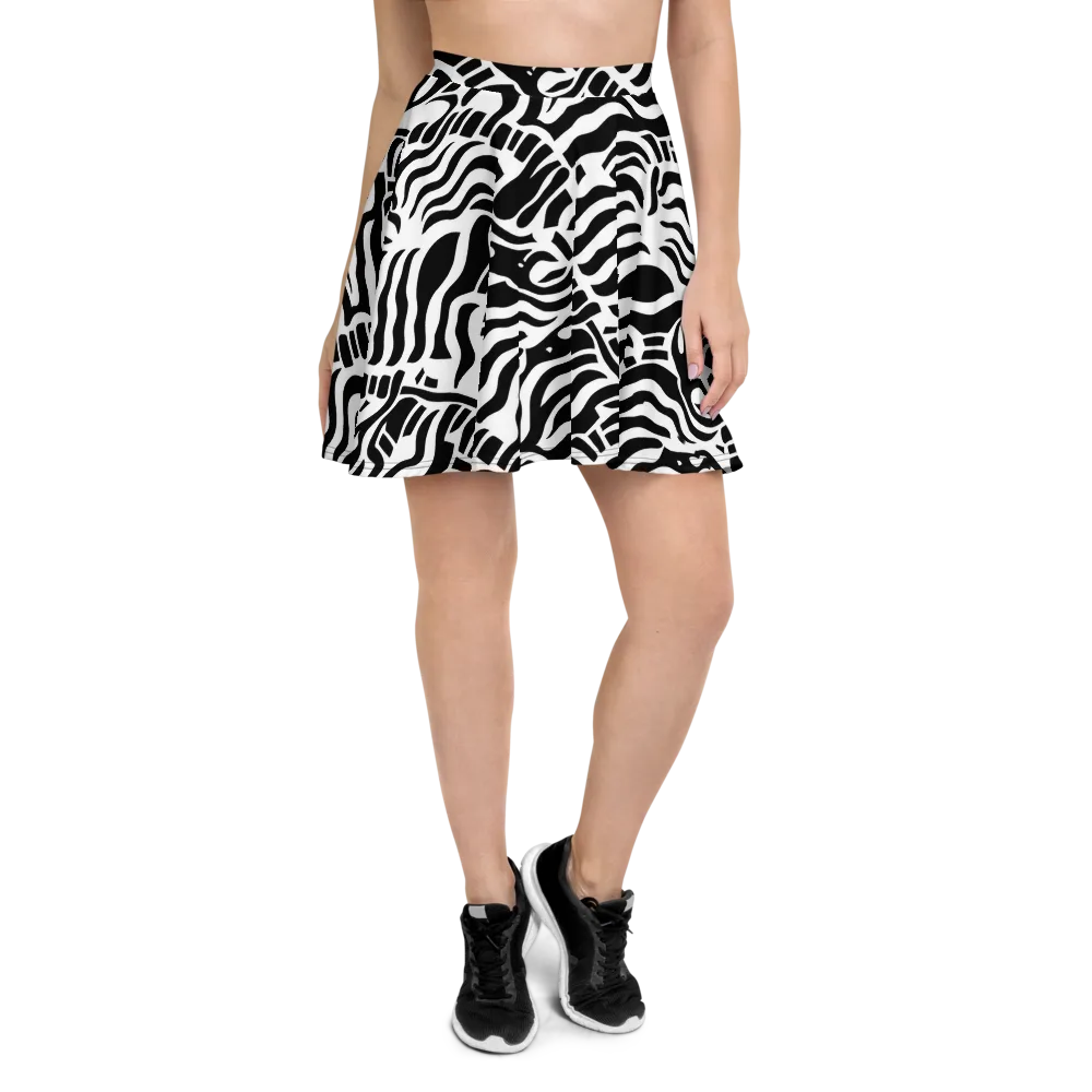 Noir Stripes on Skater Skirt — Front